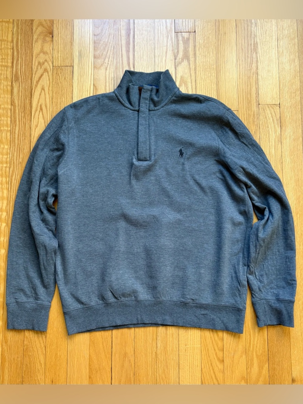 Polo Ralph Lauren Men’s 1/4 Zip Up Sweater Pullover Estate Medium Gray Solid